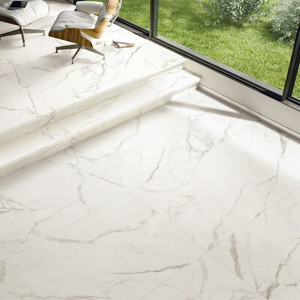 Thin Calacatta & Carrara White Marble Gloss Tile