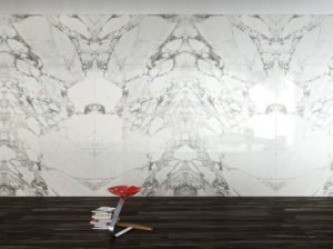 book match large carrara white porcelain tile wall