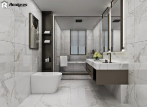 white carrara tile for bathroom