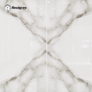 Book match white large floor tile