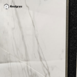 White Carrara Ceramic Tile Bathroom Floor