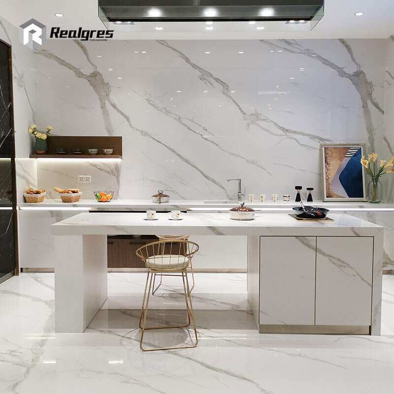 White Ceramic Tile For Kitchen