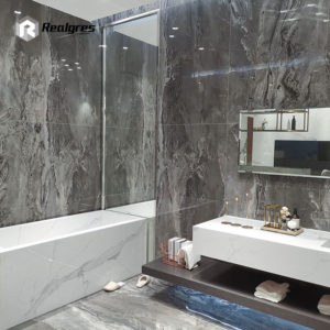 Gray Porcelain Wall Tile Bathroom