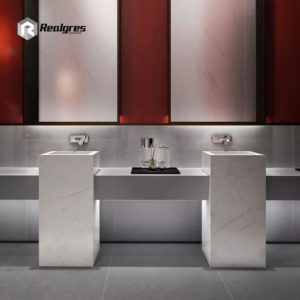 white thin porcelain tile