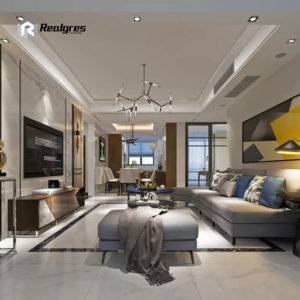 White Carrara Large Format Porcelain Tile for Living Room