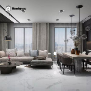 Modern White Carrara Large Format Porcelain Tile