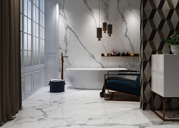 Bathroom Tile Ideas Use Large Tiles, Large Marble Floor Tiles Bathroom