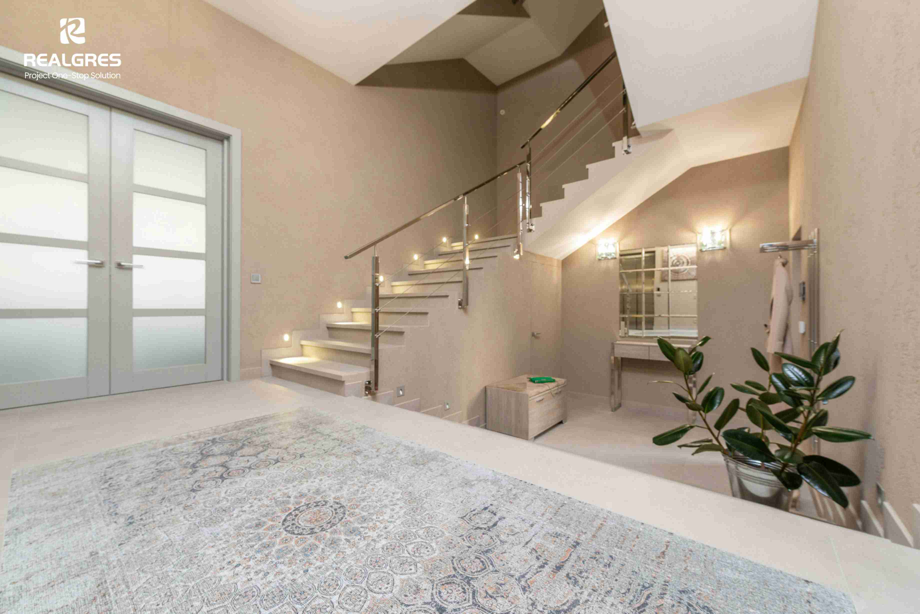 High-quality Stair with Custom Metal Stair Railing
