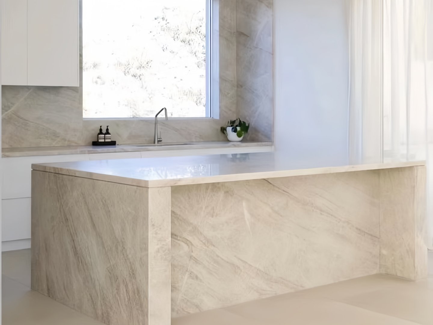Premium Full-House Customization: Luxury Taj  Mahal Quartzite Kitchen Project